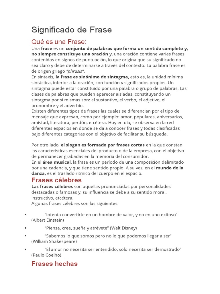 Significado de Frase | PDF | Oración (Lingüística) | Palabra