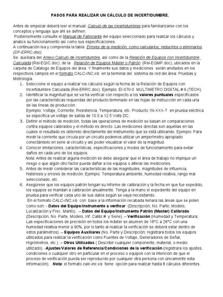Cálculo de Incertidumbre en Mediciones | PDF | Medición | Metrología