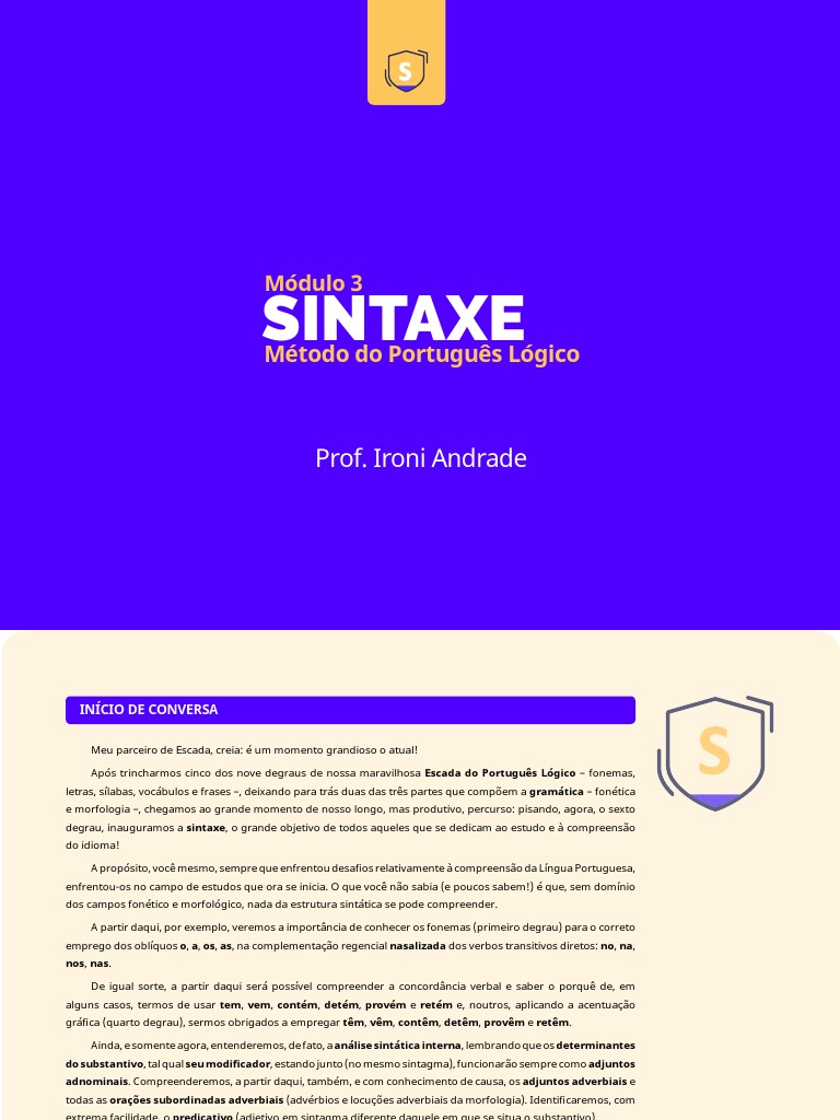 PDF) Um exemplo de análise e de argumentação em sintaxe