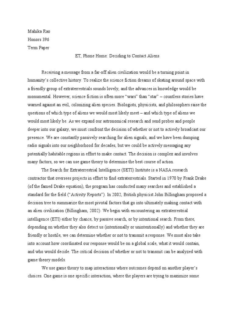 Term Paper - Final Draft | PDF | Extraterrestrial Life | Economics Of ...