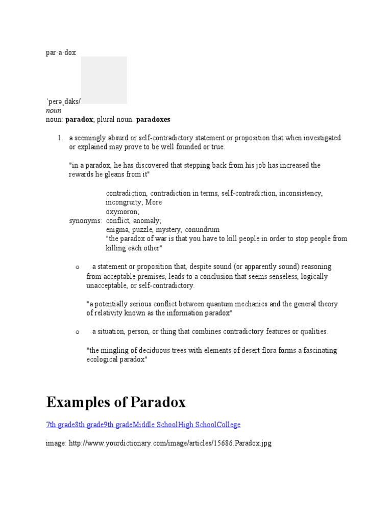 Paradox of Our Time PDF Paradox Contradiction