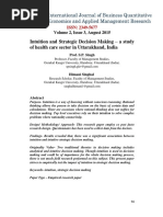 Intuition and Strategic Decision Making - A Study of Health Care Sector in Uttarakhand, India