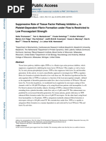 El papel supresor del inhibidor α de la vía del factor tisular en la formación de fibrina dependiente de plaquetas bajo flujo se restringe a baja potencia procoagulante