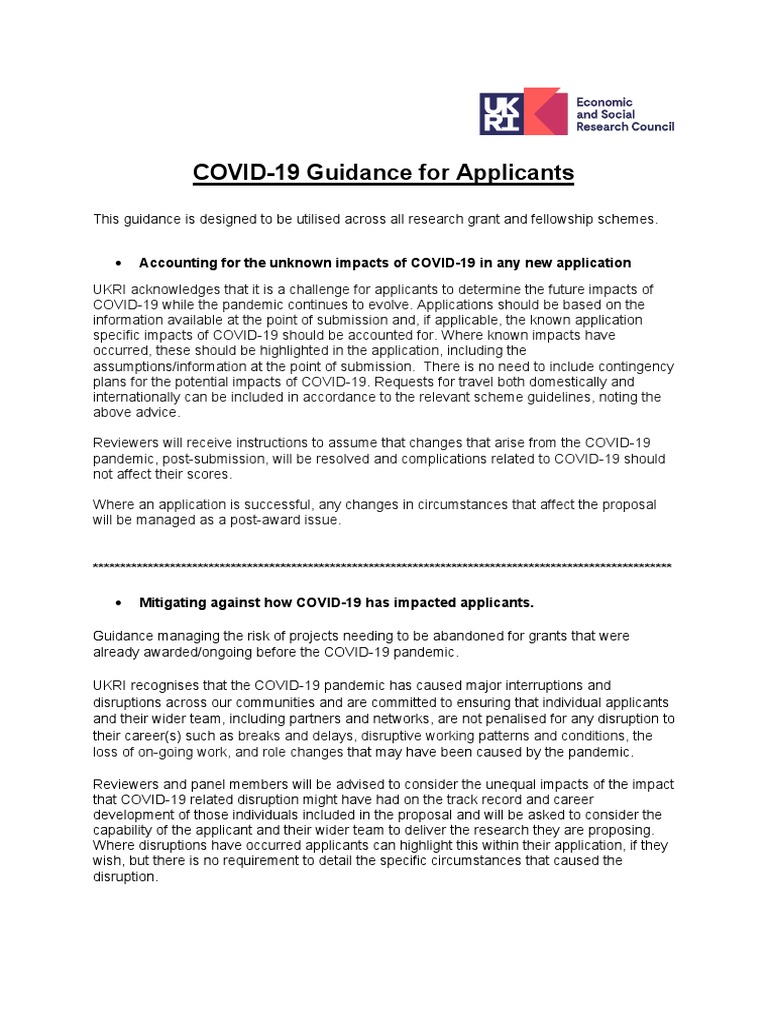 COVID-19 Grant Application Guidance | PDF | Business