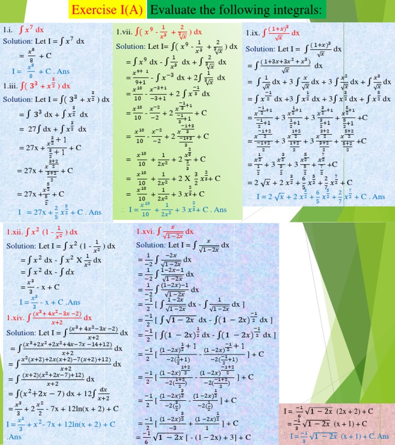 ׬ 𝑥 dx ׬ (𝑥 - +) dx ׬ dx: Solution: Solution: Solution | PDF | Teaching ...