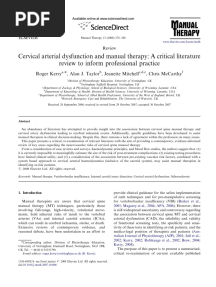 Cervical Spine Pre-Screening For Arterial Dysfunction