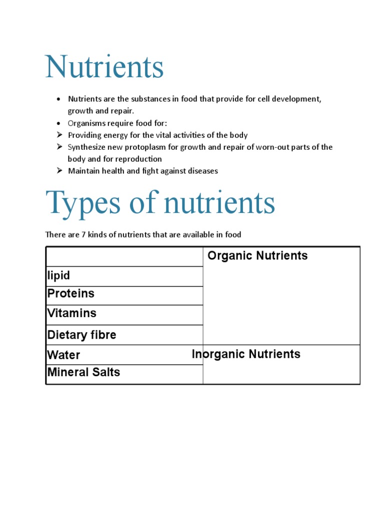 Essential Nutrients for Health and Growth | PDF | Wellness