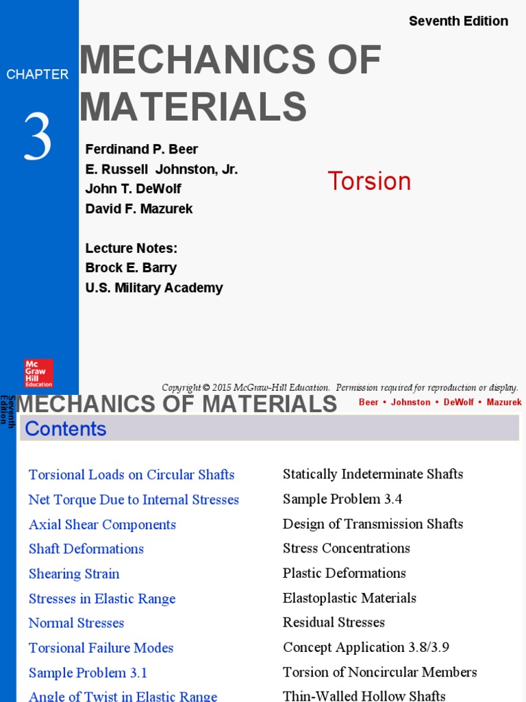 Mechanics of Materials: Torsion | PDF | Stress (Mechanics ...