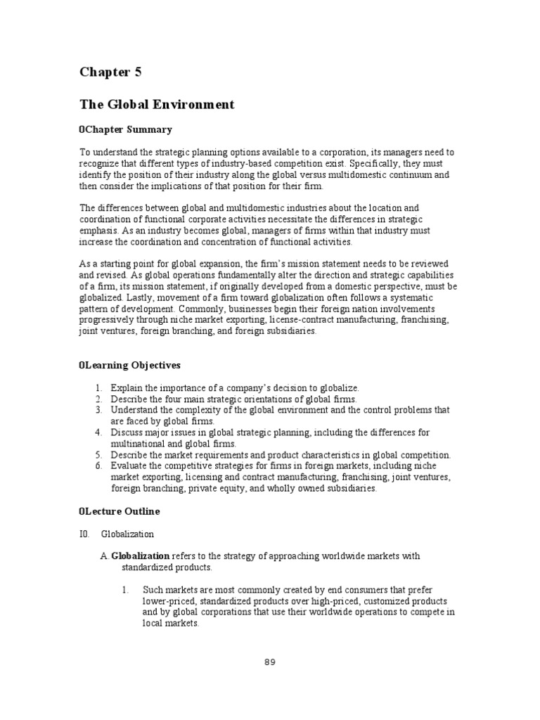 Globalization Strategies for Corporations | PDF | Franchising | Joint ...