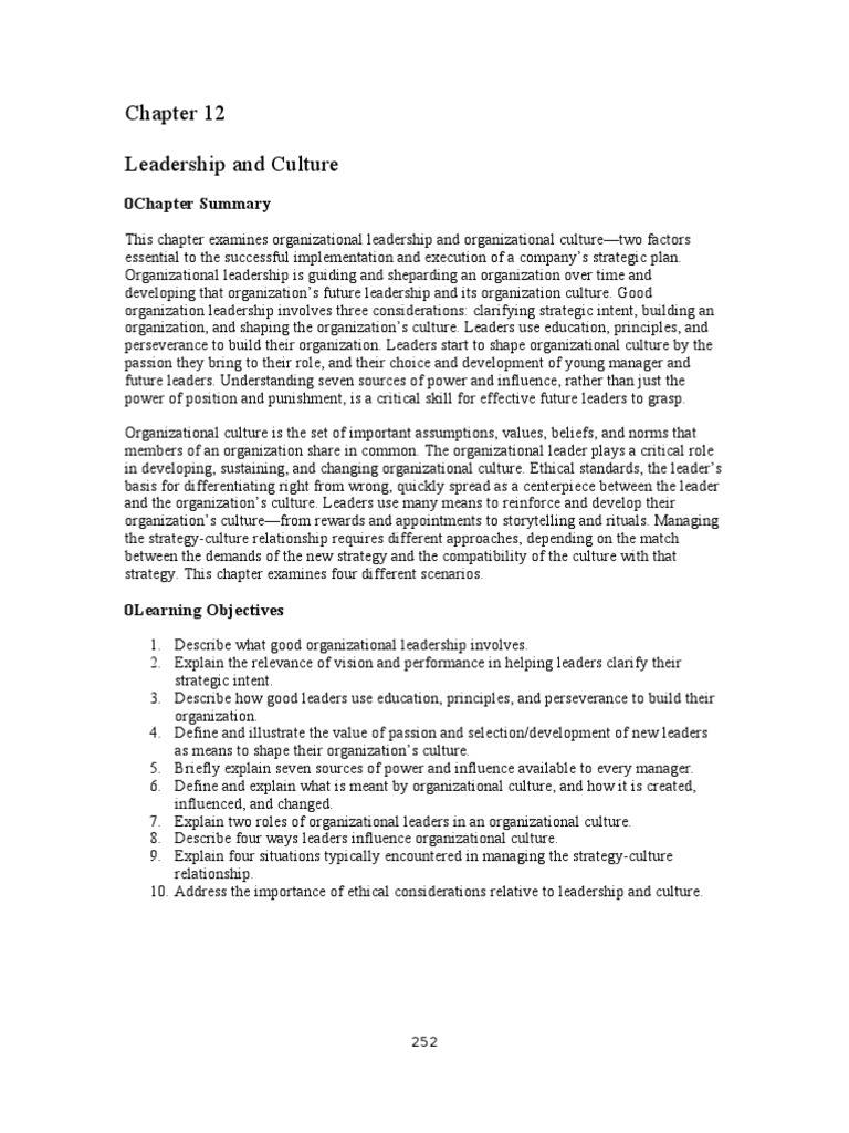 Strategic MGMT ch12 | PDF | Power (Social And Political) | Leadership