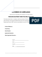 PED Compliance Statement for Pressure Equipment