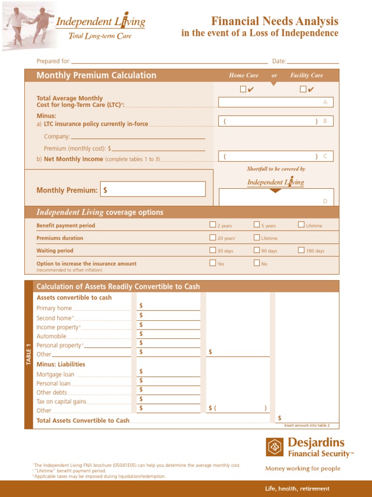 Fna Loss of Independance - 05041e06 (06-07) | PDF | Income | Insurance