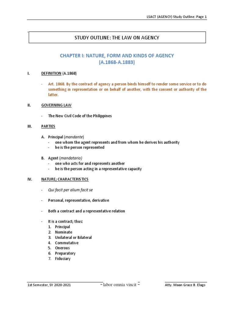 Nature and Types of Agency in Law | PDF | Law Of Agency | Estoppel