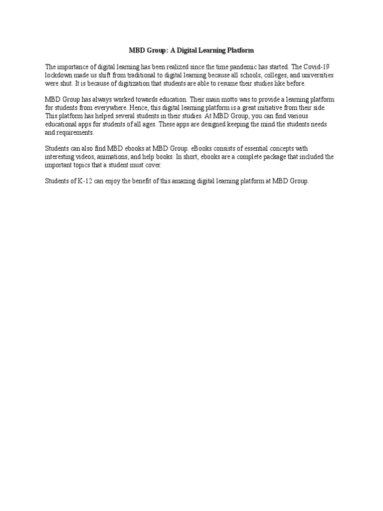 MBD Group A Digital Learning Platform | PDF | Computers