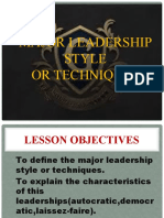 Major Leadership Style or Techniques