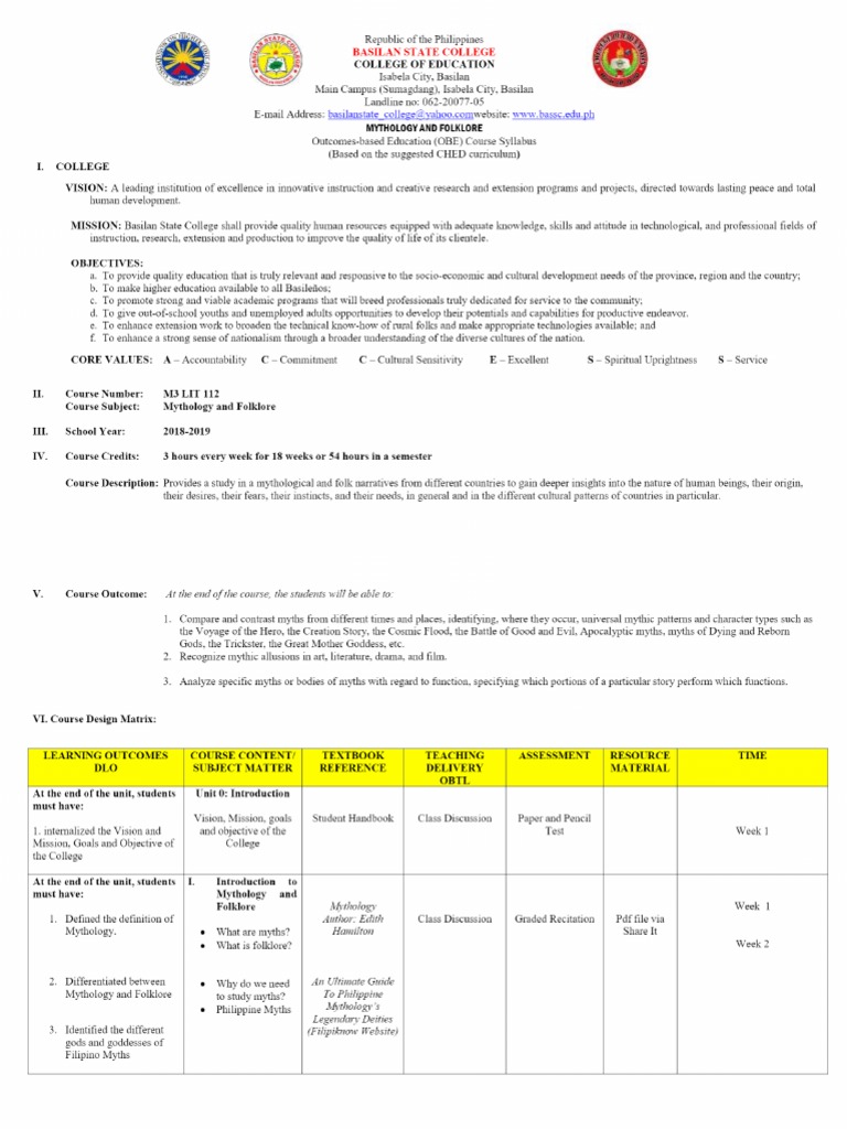Mythology and folklore syllabus pdf