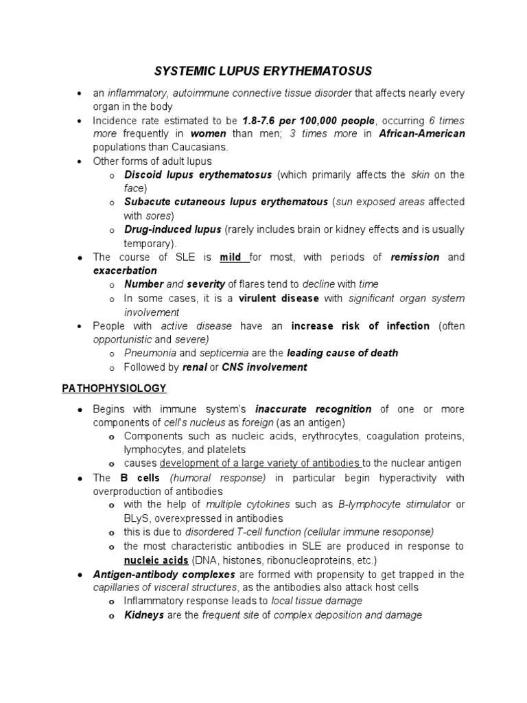Systemic Lupus Erythematosus: More Frequently in Women Than Men 3 Times ...