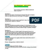 Work & Energy Science Worksheet