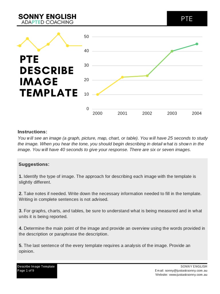 PTE Describe Image Template Guide | PDF | Phrase | Chart