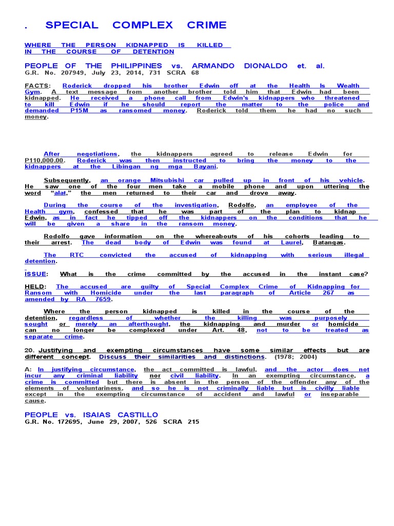 Special Complex Crime: People of The Philippines vs. Armando Dionaldo ...