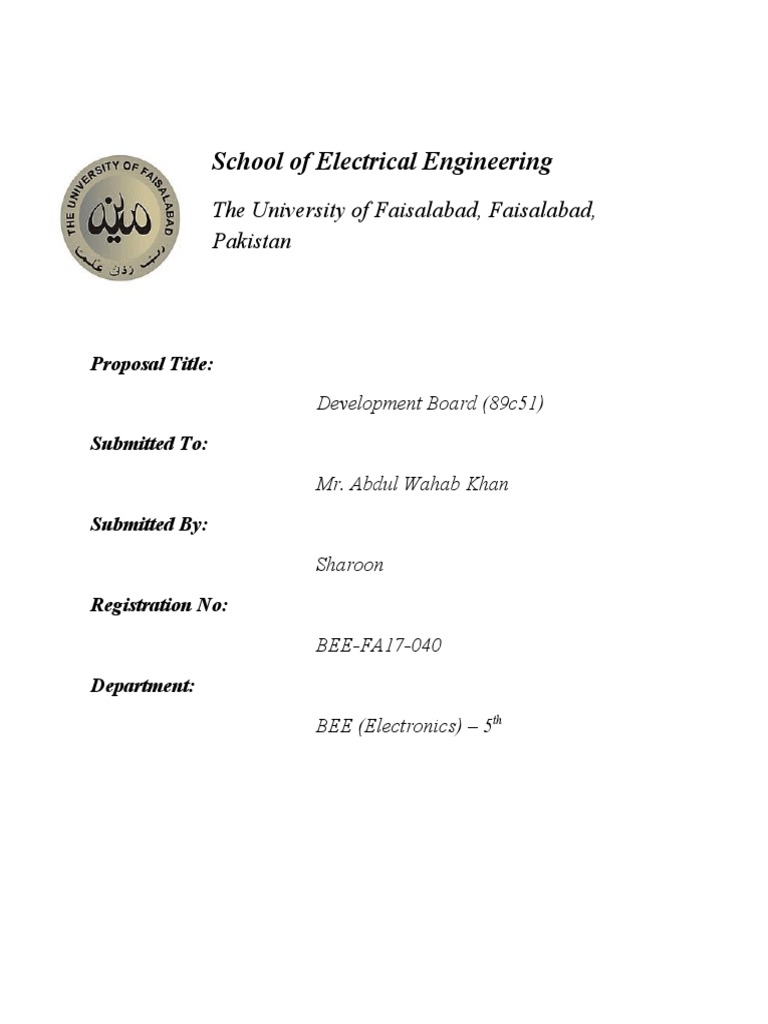 School of Electrical Engineering The University of Faisalabad
