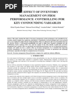 The Effect of Inventory Management On Firm Performance: Controlling For Key Confounding Variables