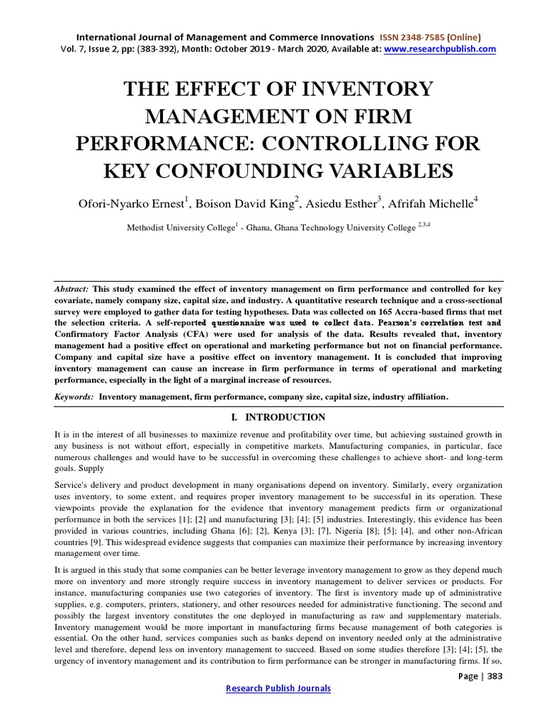 Impact of Inventory Management on Performance | PDF | Inventory ...