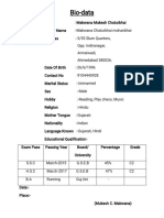 Bio-data of Mukesh Makwana with education and contact details