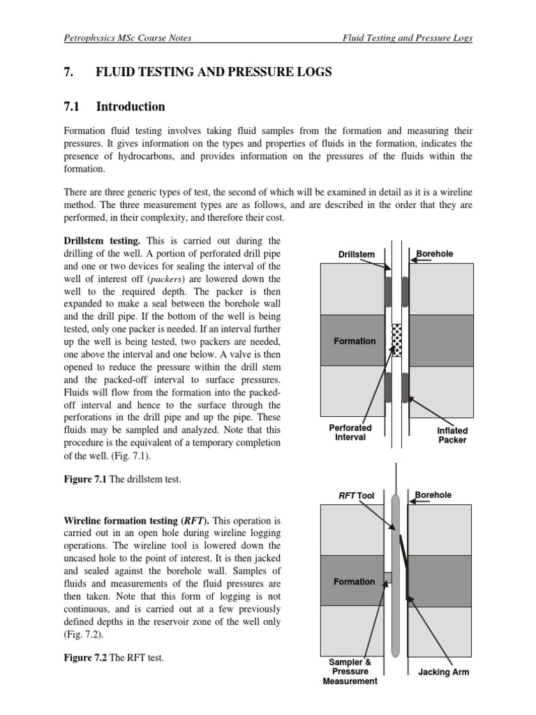 Fluid Testing and Pressure Logs Overview | PDF | Pressure | Density