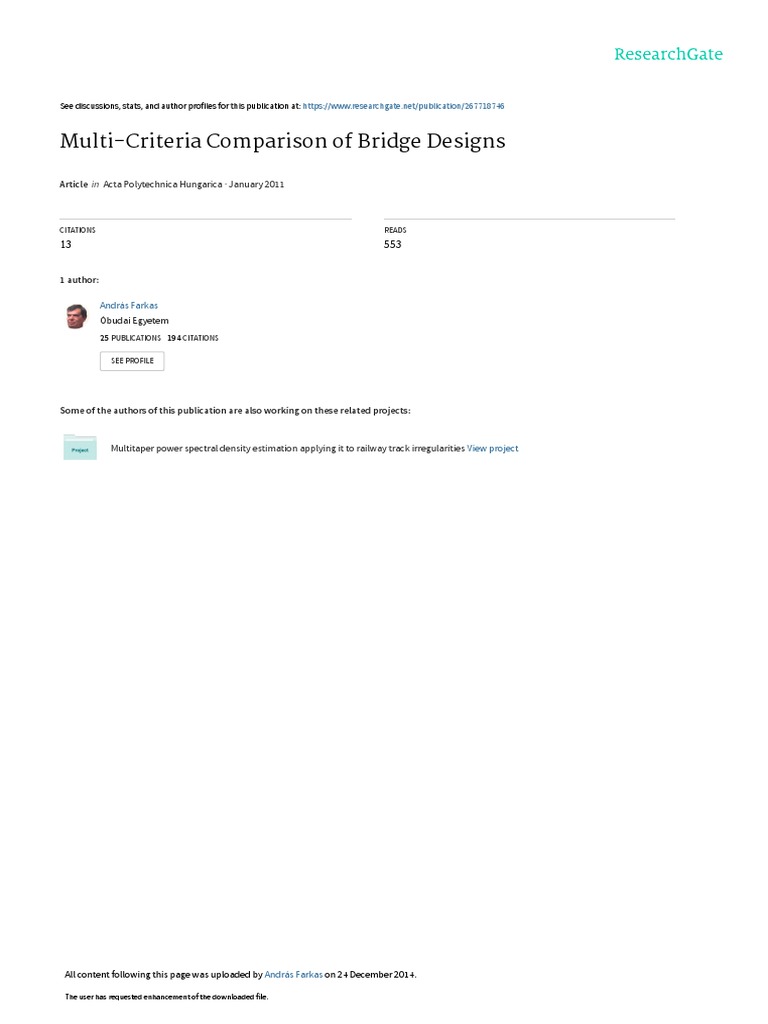 MultiCriteria Comparison of Bridge Designs PDF Eigenvalues And