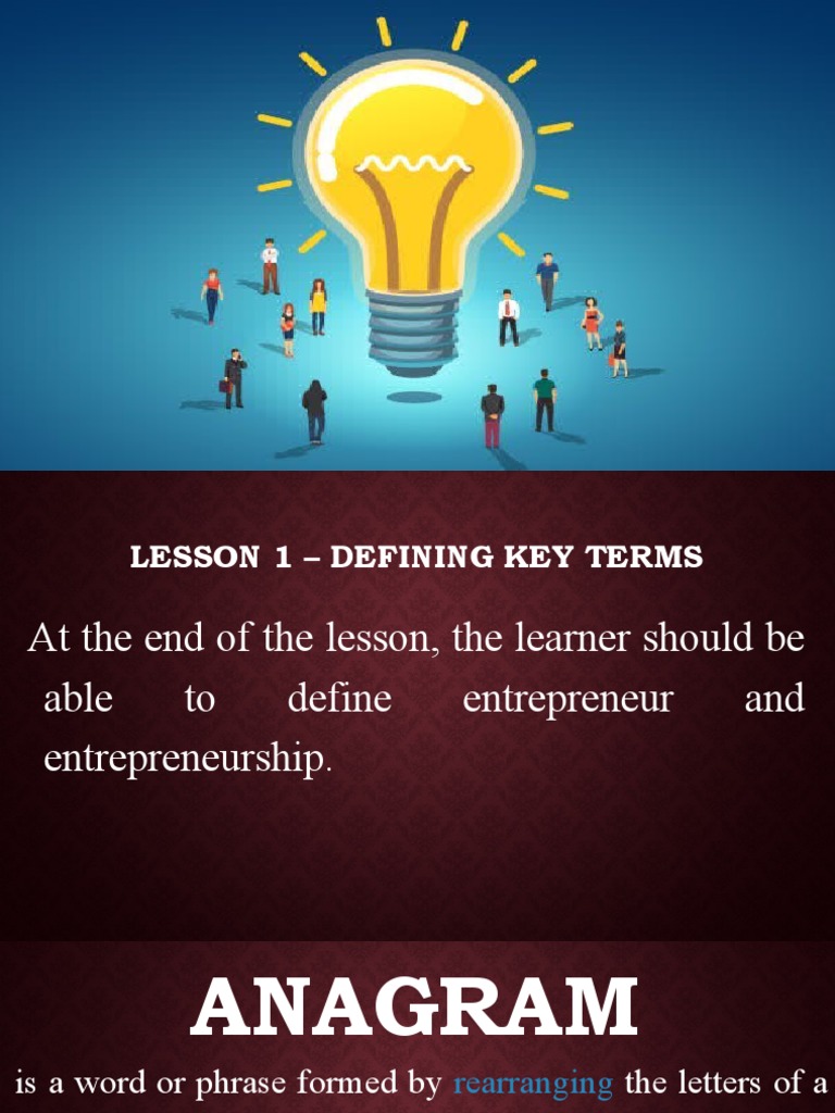 Defining Entrepreneurship and Key Terms | PDF | Entrepreneurship ...