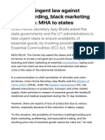 Invoke Stringent Law Against Those Hoarding, Black Marketing Essentials - MHA To States - The Economic Times PDF