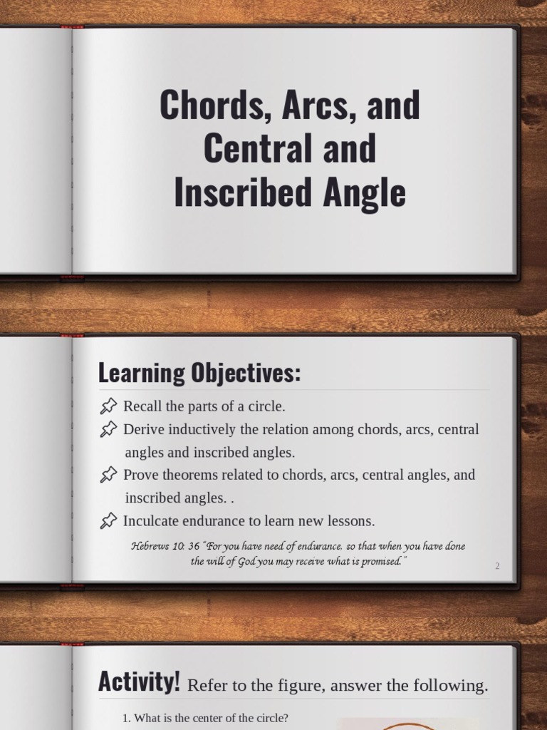 2Q-S6 Chords Arcs and Central Angles-1of2 | PDF | Circle | Angle