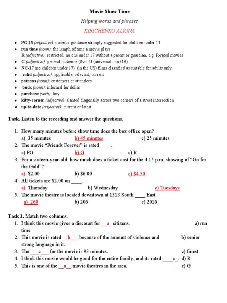 Movie Ratings & Ticket Info | PDF