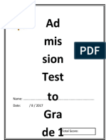 Ad Mis Sion Test To Gra De1: Name: .. Date: / 8 / 2017