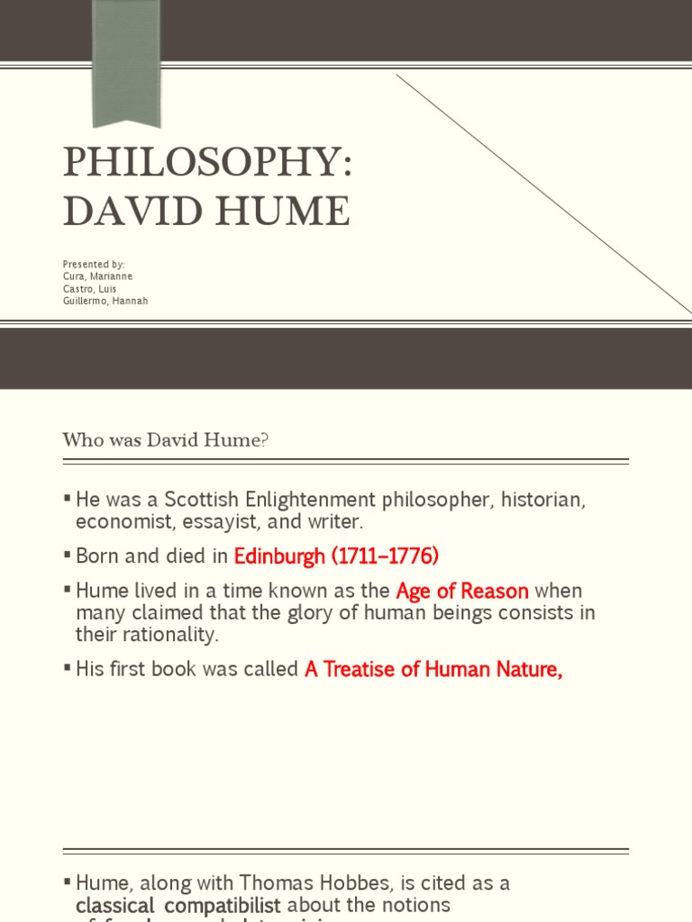Philosophy David Hume Presented By Cura Marianne Castro Luis