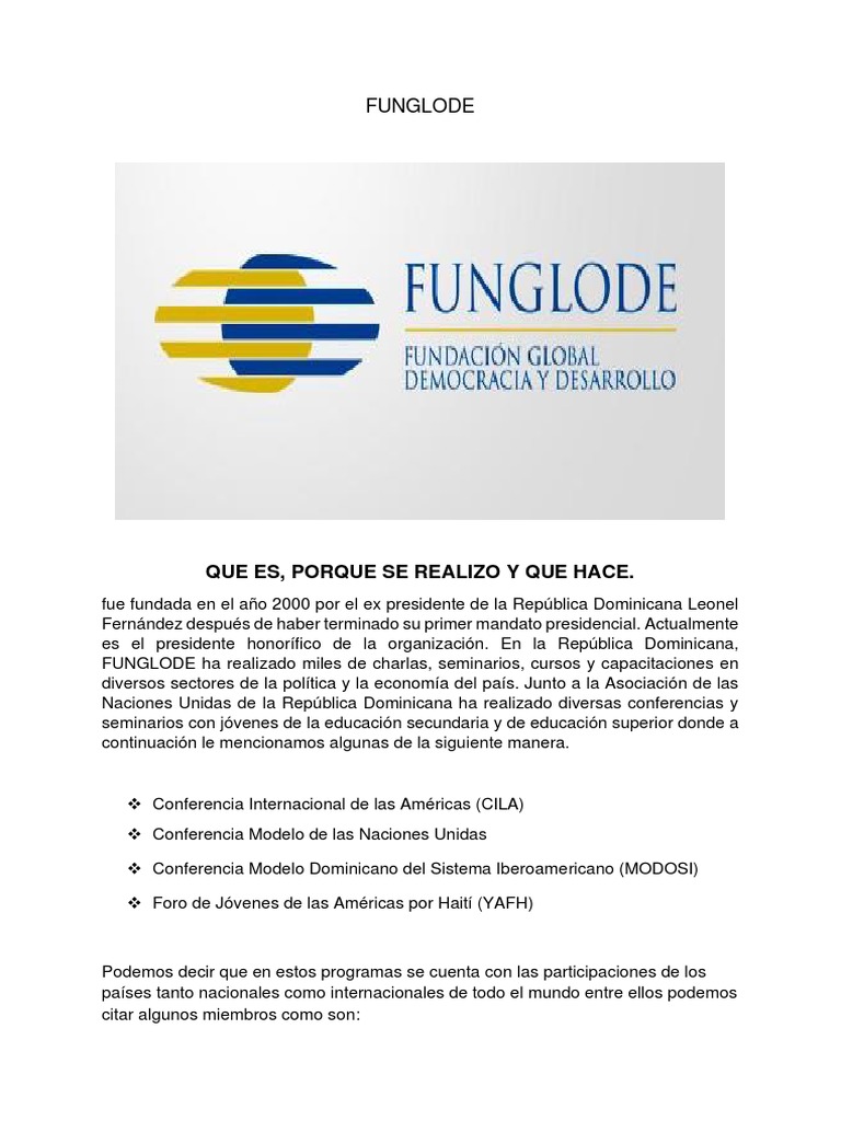 FUNGLODE: Educación y Desarrollo en RD | PDF | República Dominicana ...