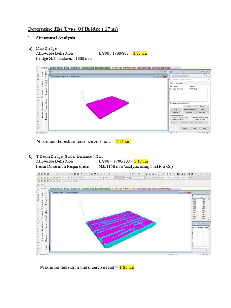 Determine The Type of Bridge (17 M) : 1. Structural Analysis | PDF ...