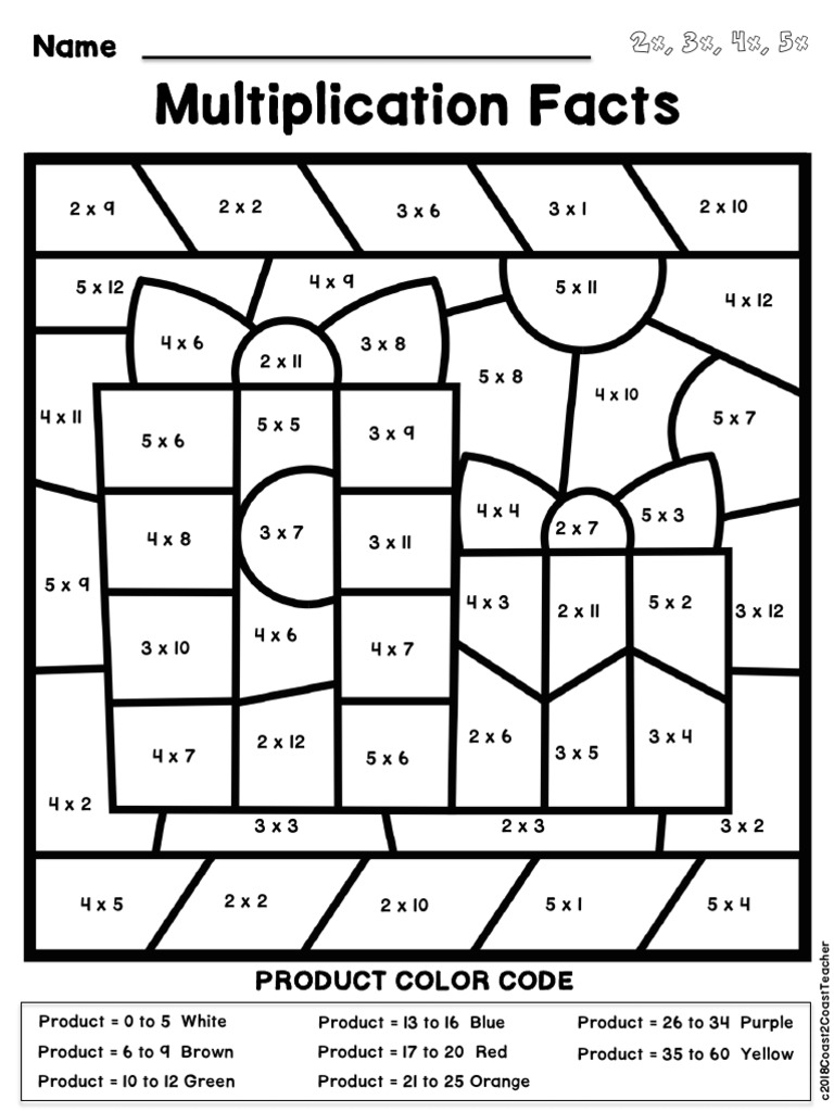 Multiplication Facts: X X X X | PDF | Color | Business
