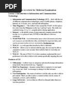 Pointers To Review For Midterm Examination