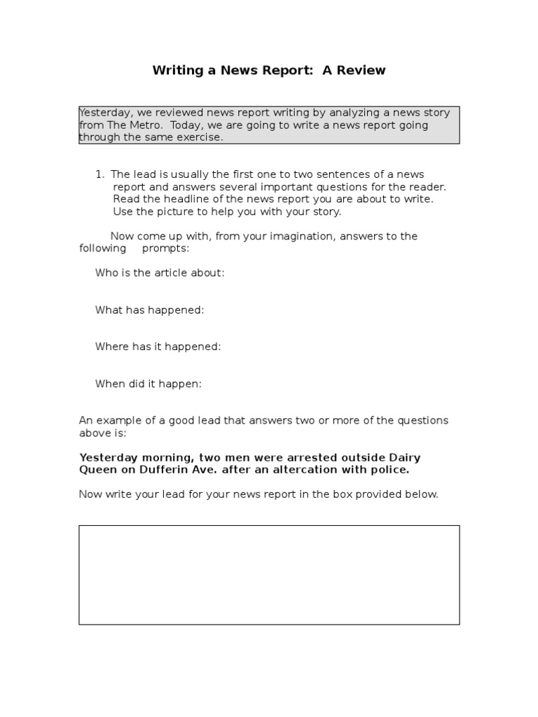 How To Write A News Report Review (22) .Writing A Report  PDF