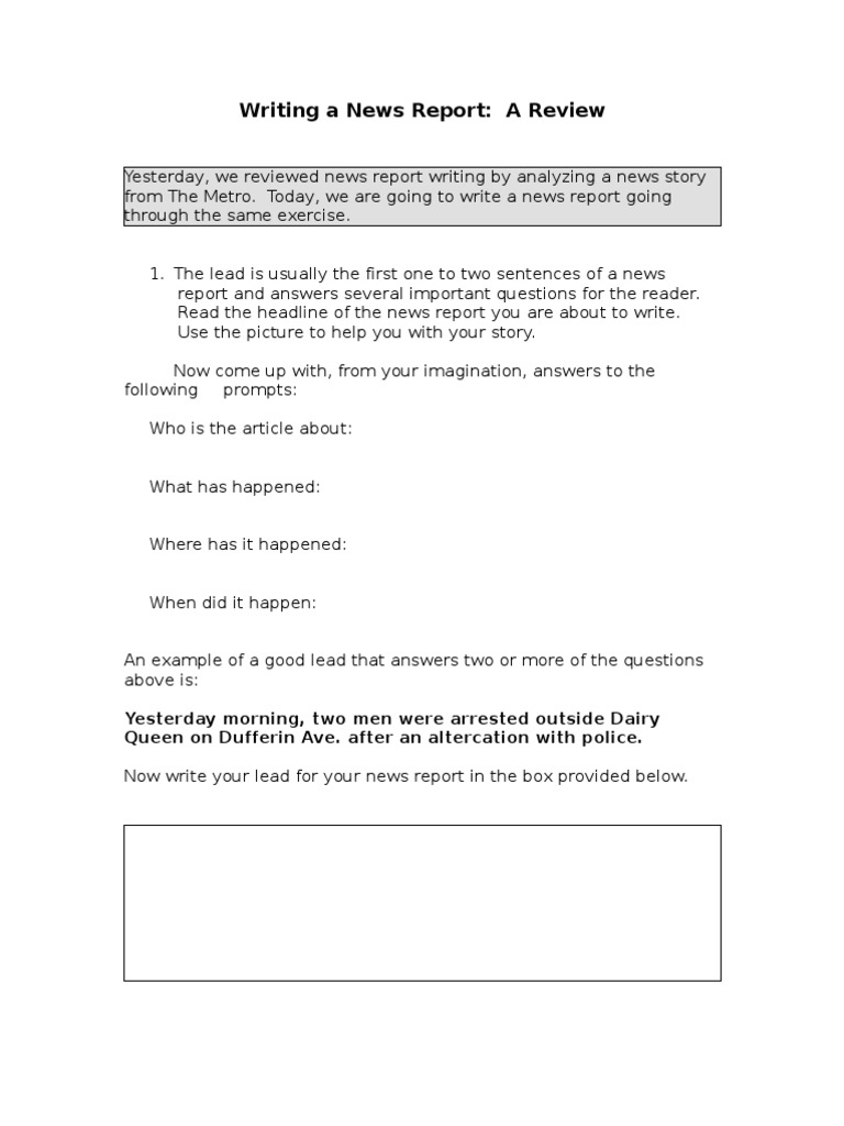 How To Write A News Report Review (26) .Writing A Report  PDF