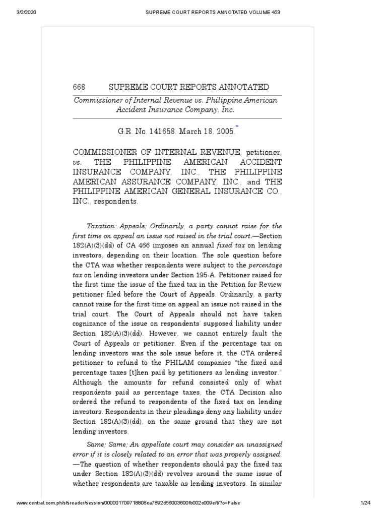 18 CIR v. Philippine American Accident Insurance Company, Inc. | PDF | Indemnity | Insurance