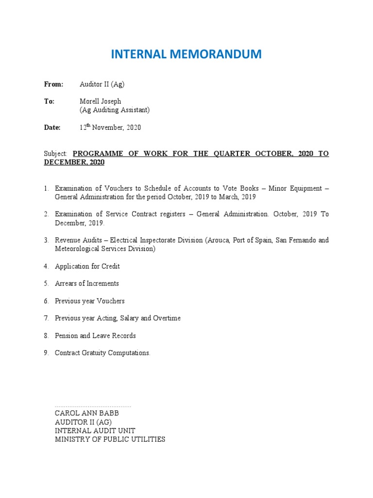 Quarterly Audit Work Program 2020 | PDF