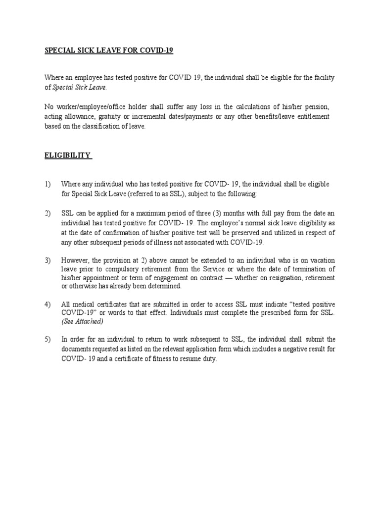COVID-19 Sick Leave Guidelines | PDF | Finance & Money Management
