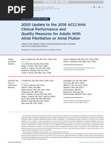 2020 Update To The 2016 ACC/AHA Clinical Performance and Quality Measures For Adults With Atrial Fibrillation or Atrial Flutter