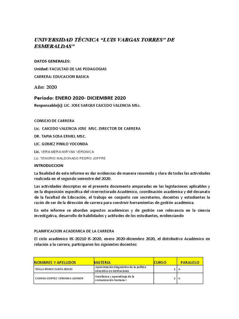 Informe de Actividades 2020 Educación Básica | PDF | Educación primaria ...