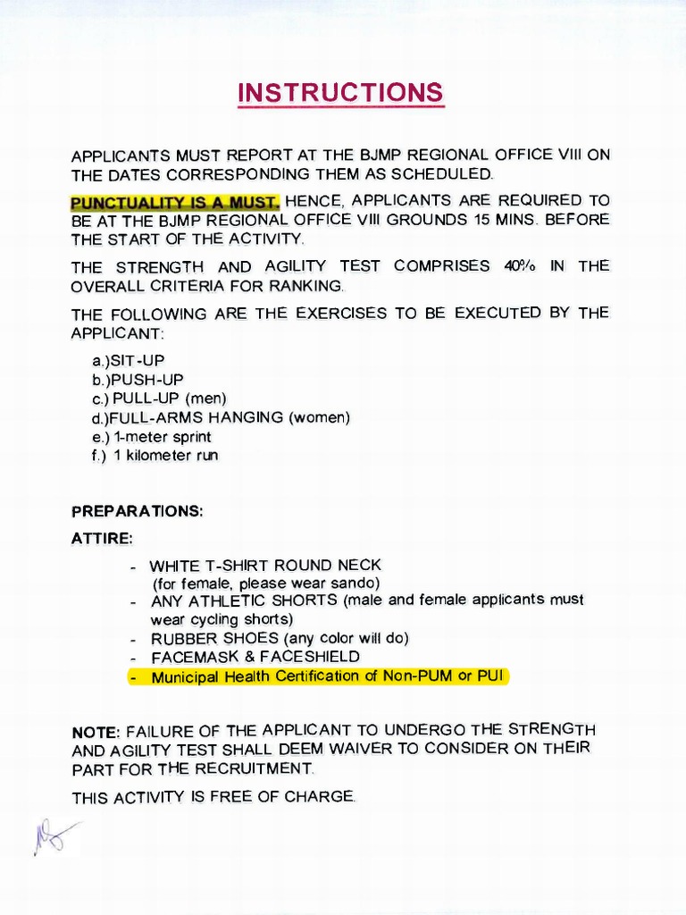 BJMP Physical Agility Test 2025 Guide | PDF