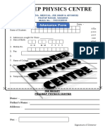 Pradeep Physics Centre: Admission Form