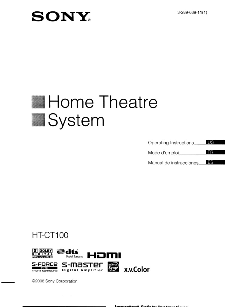 Sony Owners Manual PDF Hdmi Ac Power Plugs And Sockets